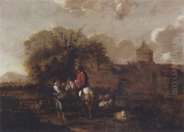 Cavalier Conversant Avec Une Bergere - view 1