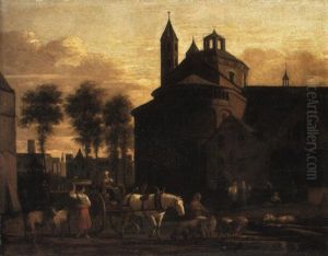 The Church Of The Holy Apostles, Cologne, With Peasants