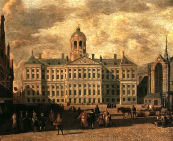 A View Of The Dam, Amsterdam, With Merchantmen Near The     Waag And The Arrival Of Czar Peter The Great, The Townhall - view 1