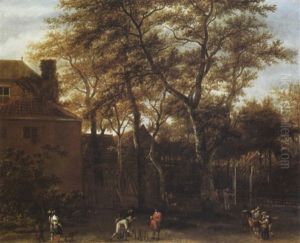 A Game Of Skittles In A Garden by Gerrit Adriaensz Berckheyde