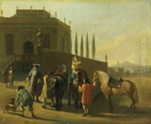 A Hunting Party By A Manor House A Hunting Party By A Manor House