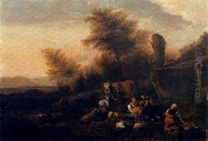 Scene Pastorale Dans Un Paysage Italien by Job Adriaensz Berckheyde