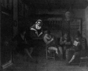 Peasants Smoking And Drinking In A Tavern by Job Adriaensz Berckheyde