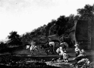 Peasants Meeting On A Country Road By A Horse And Cart Peasants Meeting On A Country Road By A Horse And Cart