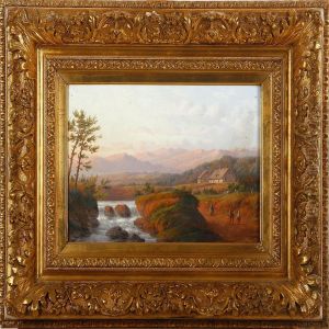 A Rocky Mountainscenery With A River And Persons