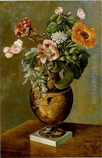 Flowers In A Creamware Vase - view 1