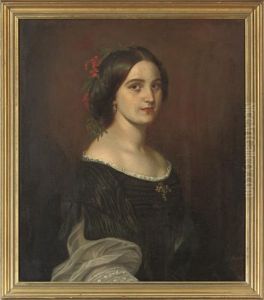 Portrait Of A Lady In A Black Dress With Lace Trim