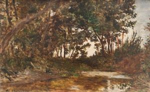 Mare Et Sous-bois by Theophile Berengier