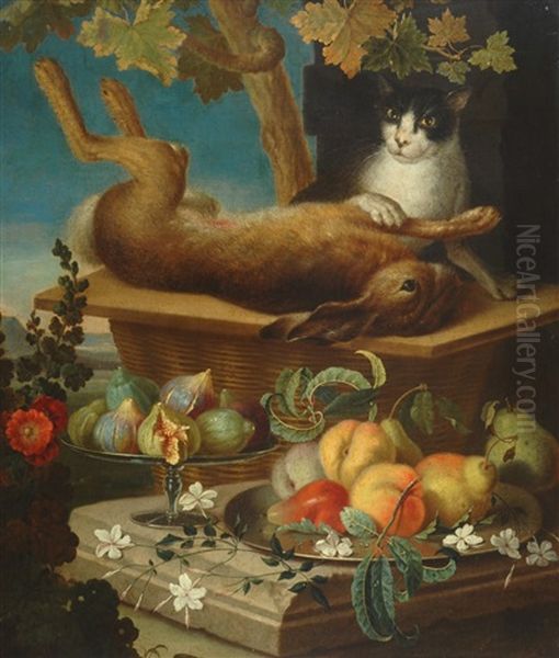 Natura Morta Con Lepre, Frutta E Gatto - view 1