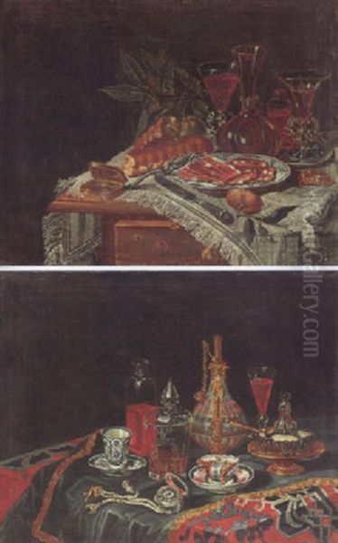 Stillleben Mit Silber-, Porzellan- Und Glasobjekten - view 1