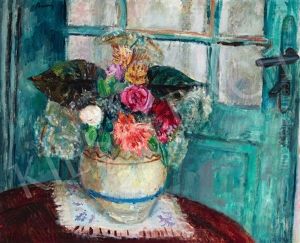 Studio Still-life In Front Of A Green Door by Robert Bereny