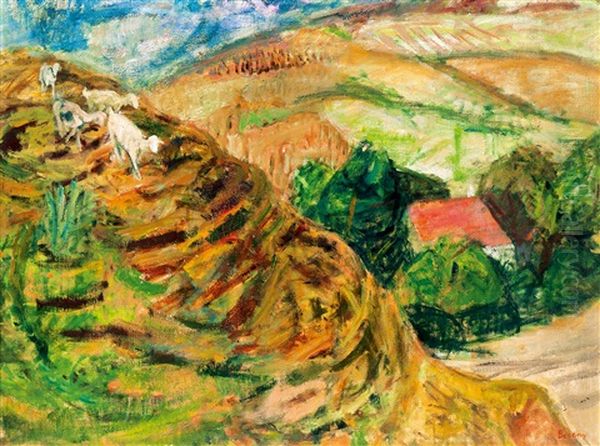 Hill-side With Goats - view 1