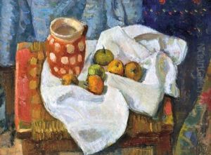 Still Life With White Tablecloth by Robert Bereny