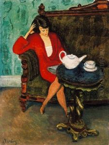 Pirosruhas No Zold Szobaban - Reggeli (red-dressed Woman In A Green Room - Breakfast) Pirosruhas No Zold Szobaban - Reggeli (red-dressed Woman In A Green Room - Breakfast)