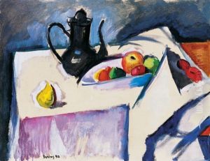 Still Life With Jug And Fruits by Robert Bereny