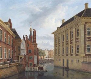 A View Of The Mauritshuis And The Torentje With The Hofvijver Beyond, The Hague by Petrus Augustus Beretta