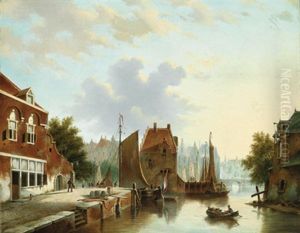 Hollandische Kanallandschaft Mit Kontoren Und Wohnhausern