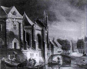 Figures Loading A Boat Near A Town thumbnail