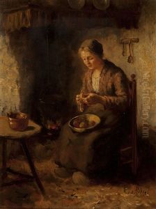 The Peeling Of The Potatoes by Andries van den Berg