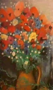Roda Blommor I Vas by Anna Berg