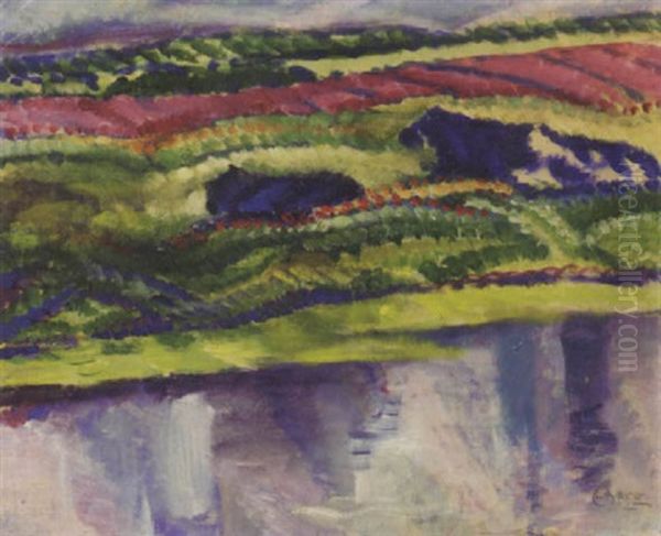 Hilly Landscape By A Lake - view 1