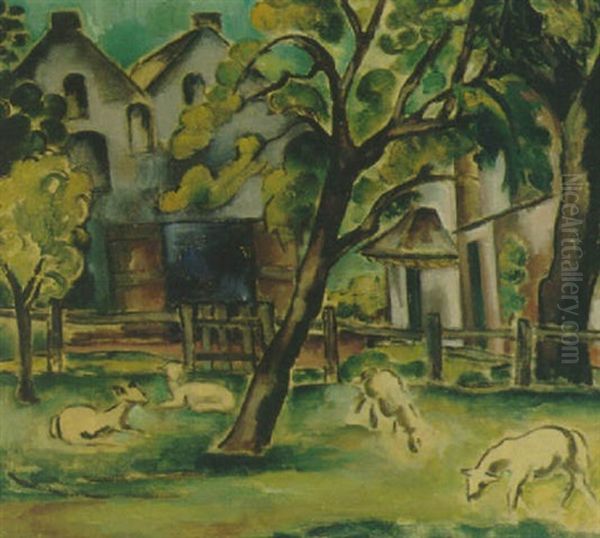 A Garden With Lambs - view 1