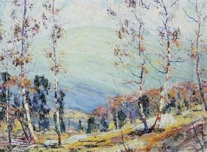 Autumn View Of A Mountain Through Birches by George Louis Berg