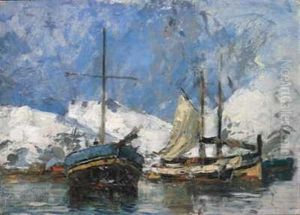 Bater I Havn, Lofoten by Gunnar Berg