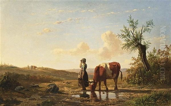 A Cowherdess In A Summer Landscape - view 1