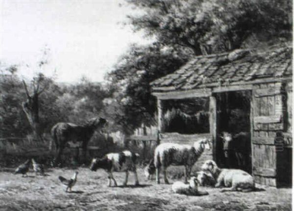 Cattle And Poultry In A Yard - view 1