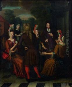 Collation Autour D'une Fontaine A The Dans Un Parc by Pierre Bergaigne