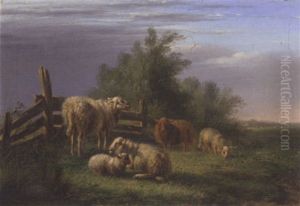 Sheep In Pasture by Bernardus Gerardus Ten Berge