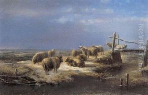 Schapen In Een Landschap by Bernardus Gerardus Ten Berge
