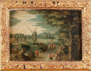 Paysage Au Moulin Anime De Personnages by Christoffel van den Berge