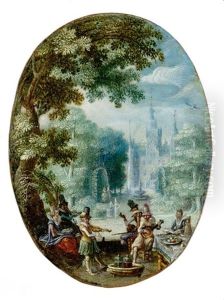 Musizierende Gesellschaft In Einer Parklandschaft by Christoffel van den Berge