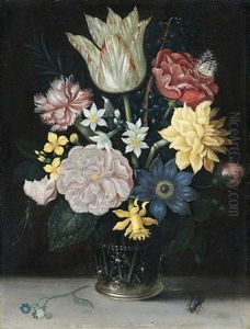 Blumenstrauss In Einer Glasvase by Christoffel van den Berge