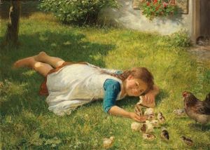 Playing With The Chicks by Carl Von Bergen