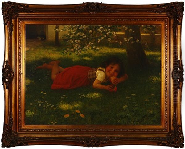 Mischief, A Little Girl Eating Bread Under A Tree - view 1
