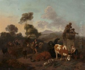 Dutch Italianate Landscape With Shepherds And Shepherdesses