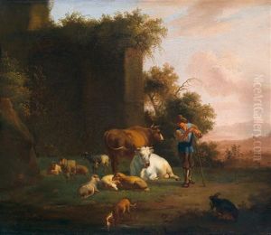 Sudliche Landschaft Mit Einer Viehherde Und Ihrem Hirten Sudliche Landschaft Mit Einer Viehherde Und Ihrem Hirten