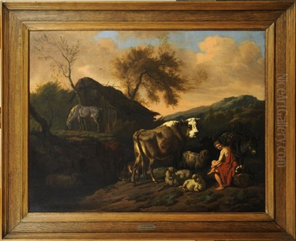 Berger Et Troupeau Dans La Montagne - view 1