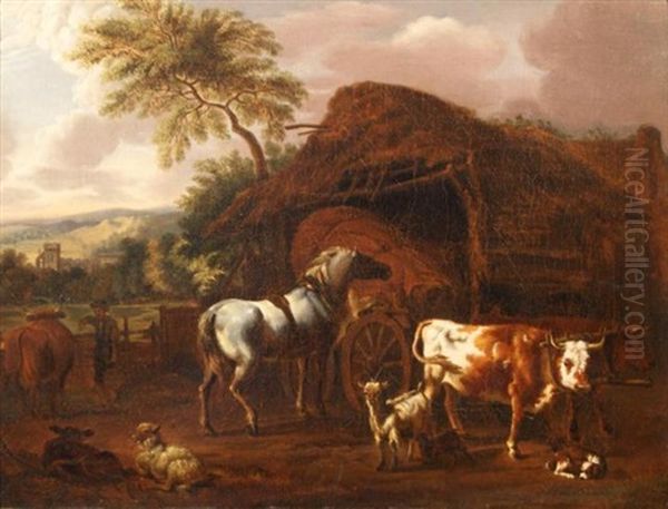 Mountain Landscape With Cow And Horse - view 1