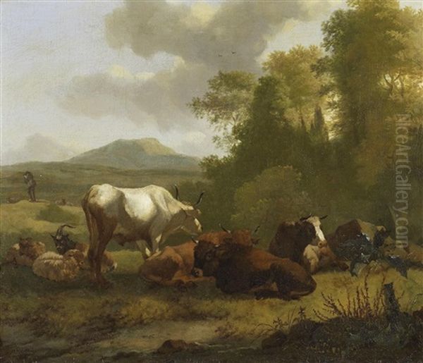 Italienische Landschaft Mit Lagerndem Vieh - view 1