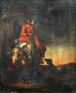 A Sportsman With A Hound In A Landscape by Dirk van Bergen