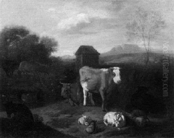 Berglandschaft Mit Weidenem Vieh - view 1