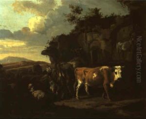 Landschaft Mit Einer Viehherde Vor Ruin"sem Gemauer Landschaft Mit Einer Viehherde Vor Ruin"sem Gemauer