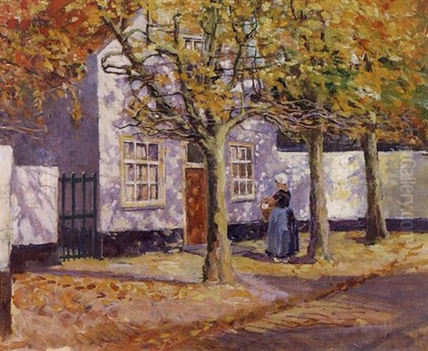 Frau Mit Korb Vor Einem Haus - view 1