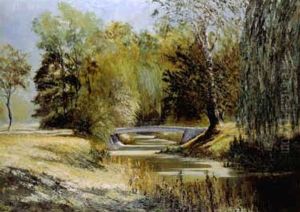 Parkanlage Mit Gewasser Und Brucke Parkanlage Mit Gewasser Und Brucke