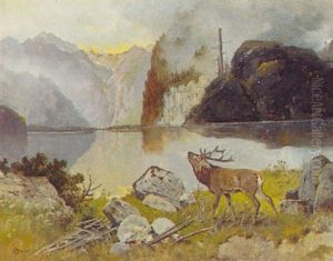 Kronvildt Ved Bjergso by Georg Berger