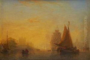 Vy Over Segelfartyg Vid Skeppsholmen, Stockholm by Johann Christian Berger